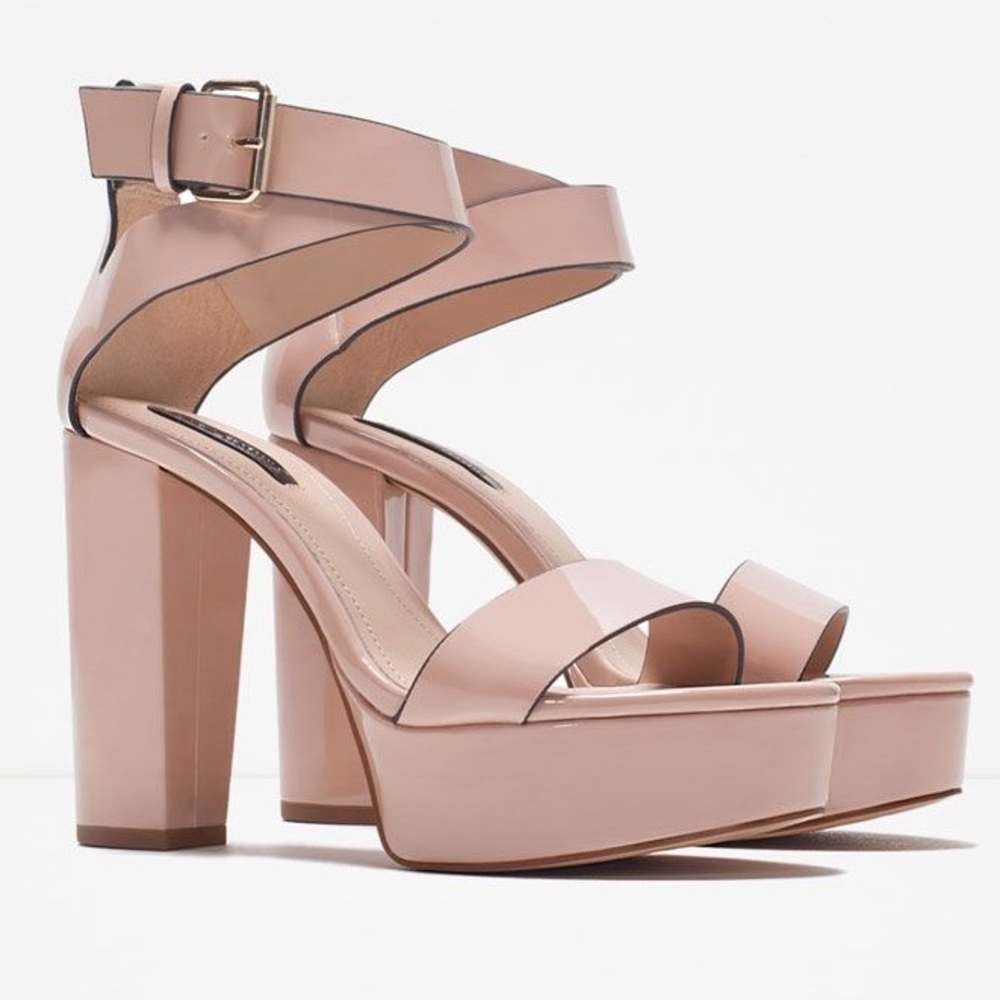 Zara Pink / Nude Platform Sandal Heels